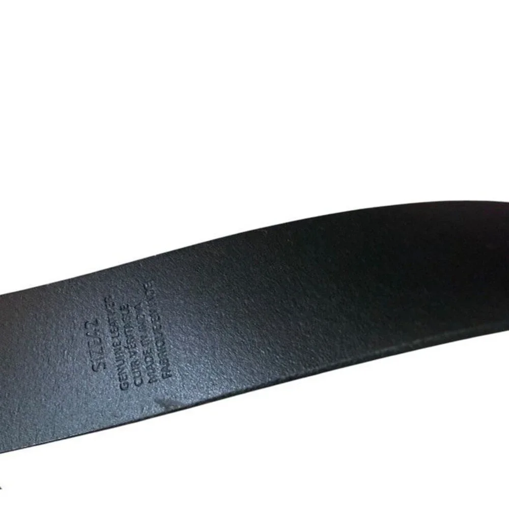 True Religion Earl Horseshoe Rivet Keeper Belt Black Mens Size 42 Leather NWT